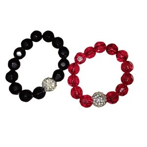 Elegant Black and Red Beaded Bracelets